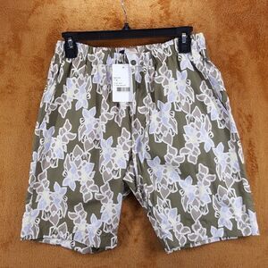 HANRO Shorts Mens Small Green Floral Pull On Drawstring Lightweight DAY & NIGHT
